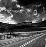 Fall Along Joe Brown Highway In Black And White Art Print