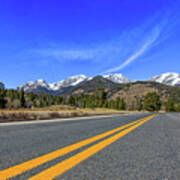 Fall River Road With Mountain Background Art Print