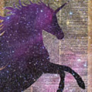 Fantasy Unicorn In The Space Art Print