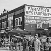 Farmers Restaurant In Detroit Black And White Art Print