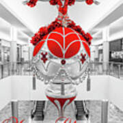 Fashion Show Red And Gold Ornament Full Bw And Red Merry Christmas Art Print