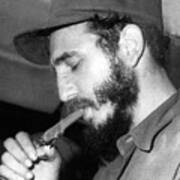 Fidel Castro, Lighting A Cigar, 1967 Art Print