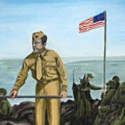 First Flag Raising Iwo Jima Art Print