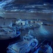 Fish Harbour Paros Island Greece Art Print