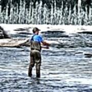 Fisherman On The River Art Print