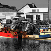 Fishing Boats In Sheltered Harbour Art Print