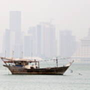 Fishing Dhow And Misty Towers Art Print