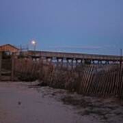 Fishing Pier At Night Art Print