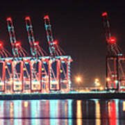 Five Cranes At Port Of Liverpool Art Print