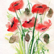 Five Poppies Art Print