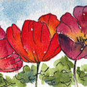 Five Poppies Remembrance Art Print