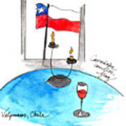 Flag And Wine Art Print