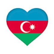 Flag Of Azerbaijan Heart Art Print