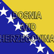 Flag Of Bosnia And Herzegovina Word Art Print