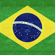 Flag Of Brazil Grunge Art Print