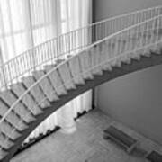 Floating Staircase At The Art Institute Bw Art Print