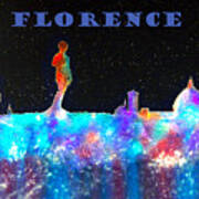 Florence Italy Skyline - Blue Banner Art Print