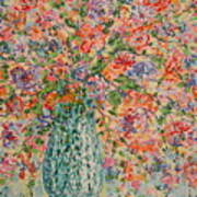 Flowers In Crystal Vase. Art Print