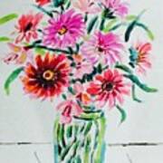 Flowers On Clear Vase Art Print