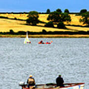 Fly Fishing And Sailing On Pitsford Water Art Print