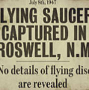 Flying Saucer Roswell Newspaper Art Print