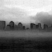 Foggy Manhatten Black And White Art Print