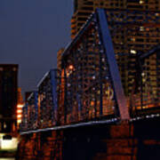 Foot Bridge Over The Grand River At Night Art Print