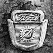 Ford Emblem On A Rusted Hood Verticle Art Print