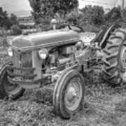 Ford Farm Tractor Black And White Art Print