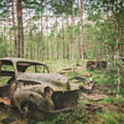 Forest Car Cemetery Art Print