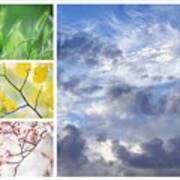 Four Seasons Collage. Winter Sky Art Print