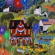 Fourth Of July - Fireworks On The Farm Art Print