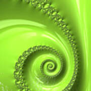 Fractal Spiral Greenery Color Art Print