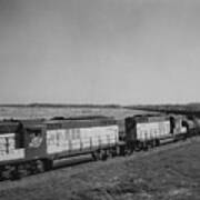 Freight Train Rolls Through Countryside - 1958  #1 Art Print