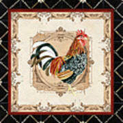 French Country Vintage Style Roosters - Triplet Art Print