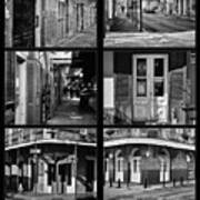 French Quarter - New Orleans - Collage B/w Art Print