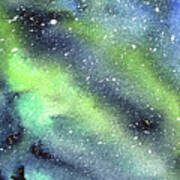 Galaxy Watercolor Nebula Northern Lights Art Print