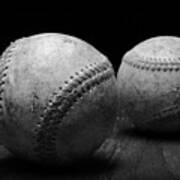 Game Used Baseballs In Black And White Art Print