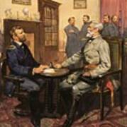 General Grant Meets Robert E Lee Art Print