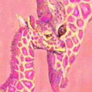 Giraffe Shades- Pink Art Print