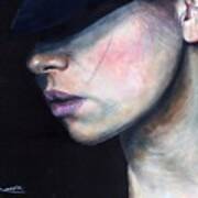 Girl In Black Hat Art Print