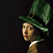 Girl With A Shamrock Earring Art Print