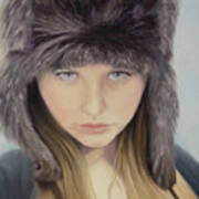 Girl With Fur Hat Art Print