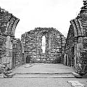 Glendalough Irish Monastic Site Cathedral Of Saints Peter And Paul Ruins Wicklow Black And White Art Print