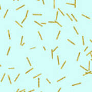 Glitter Confetti On Aqua Gold Pick Up Sticks Pattern Art Print