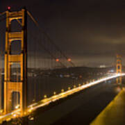 Golden Gate At Night Art Print