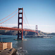 Golden Gate Bridge With Aircraft Carrier Art Print