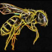 Golden Honey Bee Fractalized Art Print