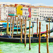 Gondolas On The Grand Canal Venice Italy Art Print