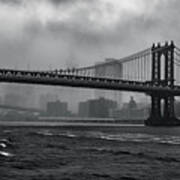 Manhattan Bridge In A Storm Art Print